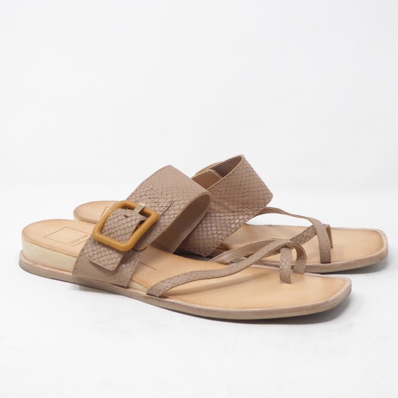 Dolce Vita Shoes - Dolce Vita Womens Perris Sandals Tan Snakeskin Embossed Buckle Toe Loop Size 10